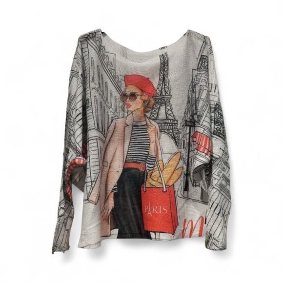 NWT light weight Parisian Graphic Long Sweater - Picture 4 of 8